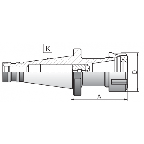 Klieštinový upínač pre klieštiny ER, pre nástroje s vavlcovou stopkou,  DIN 2080, Typ 7616